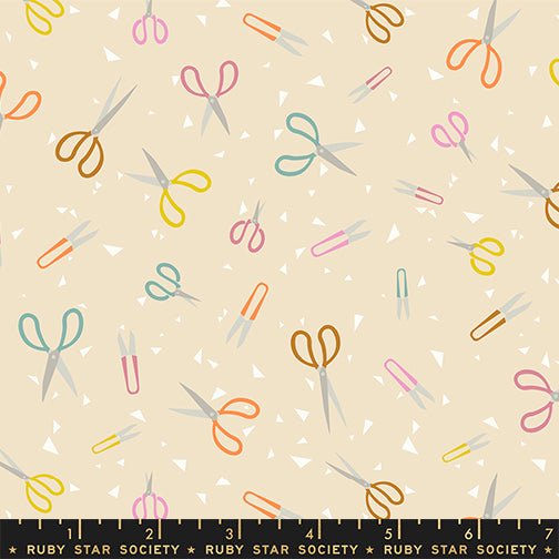Snip Snip in Parchment quilting fabric, part of the Paper Cuts 2 fabric collection by Rashida Coleman Hale (SKU: RS1111 11)