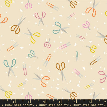 Snip Snip in Parchment quilting fabric, part of the Paper Cuts 2 fabric collection by Rashida Coleman Hale (SKU: RS1111 11)