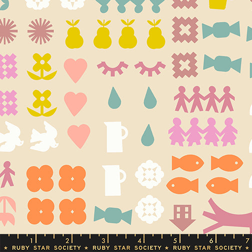 Together in Parchment quilting fabric, part of the Paper Cuts 2 fabric collection by Rashida Coleman Hale (SKU: RS1107 11)