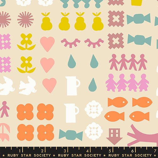 Together in Parchment quilting fabric, part of the Paper Cuts 2 fabric collection by Rashida Coleman Hale (SKU: RS1107 11)