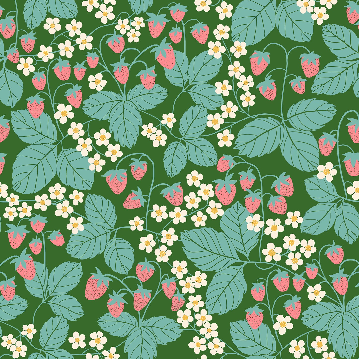 Reimagined Landscapes, Strawberry Field in Light Green by Jen Hewett