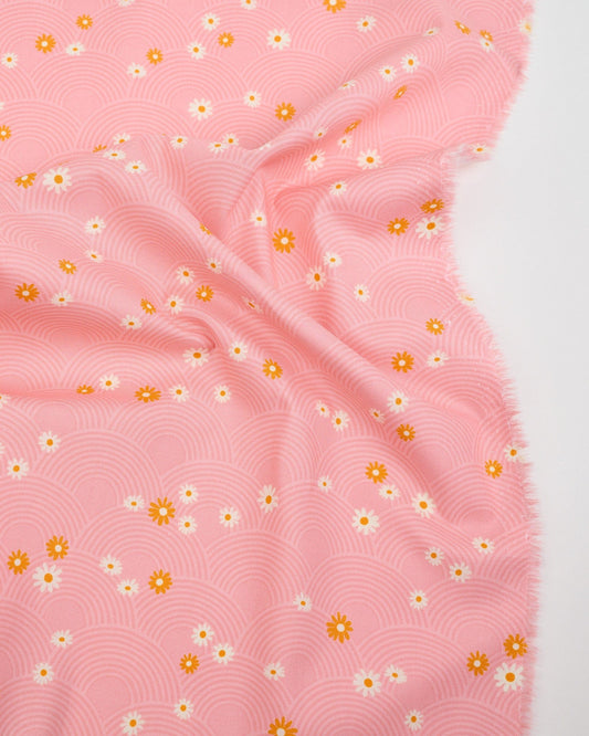 Cotton quilting fabric pattern called 'Meadow in Balmy'. Part of the 'Rise and Shine' fabric collection. Designed by Melody Miller of Ruby Star Society for fabric company Moda Fabrics. SKU: RS0081 11. 44-45 inch width.