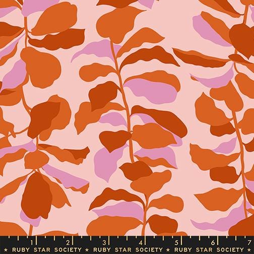 Fiddle Leaf in Cayenne quilting fabric, part of the Calathea fabric collection by Ruby Star Society. (SKU: RS5186 12)