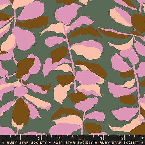 Fiddle Leaf in Seaweed quilting fabric, part of the Calathea fabric collection by Ruby Star Society. (SKU: RS5186 15)