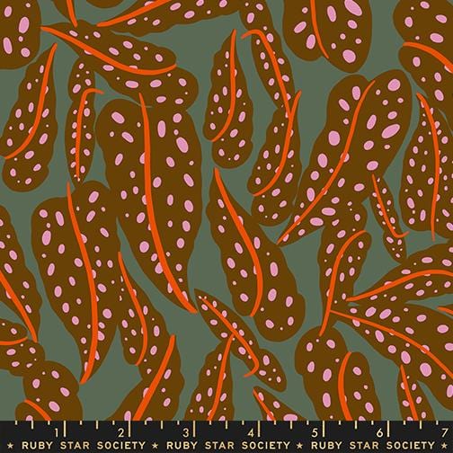 Overlapping Leaves in Cocoa quilting fabric, part of the Calathea fabric collection by Ruby Star Society. (SKU: RS5187 12)