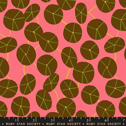 Pilea in Strawberry quilting fabric, part of the Calathea fabric collection by Ruby Star Society. (SKU: RS5188 14)