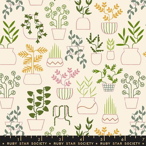 Plant Life in Natural quilting fabric, part of the Calathea fabric collection by Ruby Star Society. (SKU: RS5184 11)