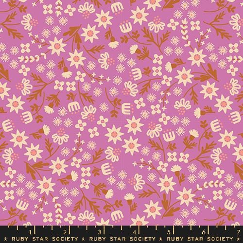 Cotton quilting fabric pattern called 'Inflorescence in Heliotrope'. Part of the 'Favorite Flowers' fabric collection. Designed by Ruby Star Society for fabric company Ruby Star Society. SKU: RS5146 13. 44-45 inch width.