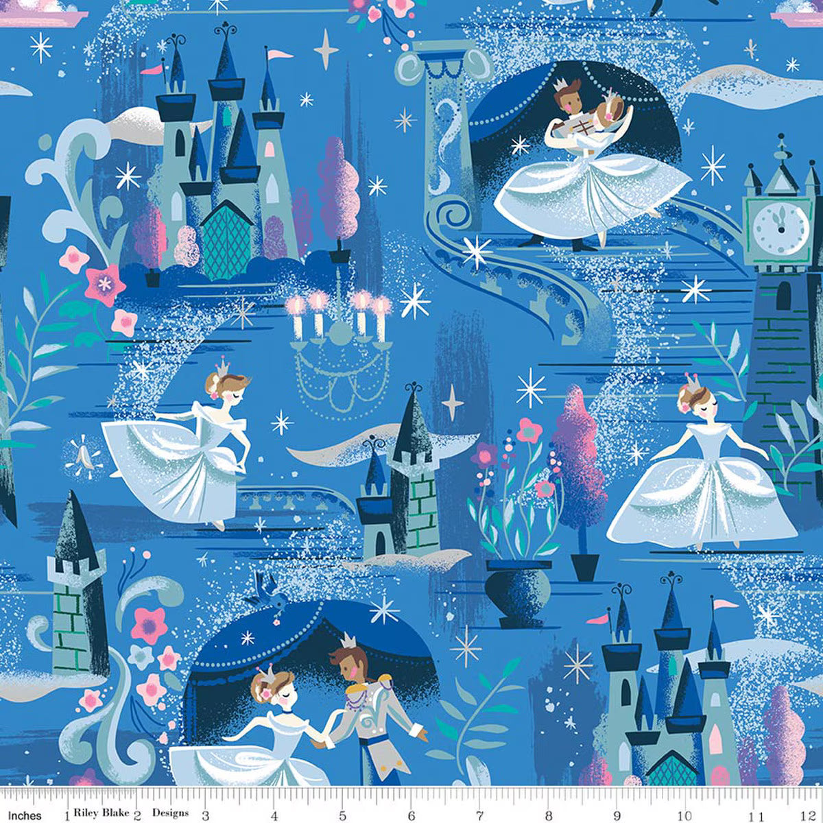 The Ball Blueberry Sparkle quilting fabric, part of the Wishes fabric collection by Jill Howarth (SKU: SC18070-BLUEBERRY)