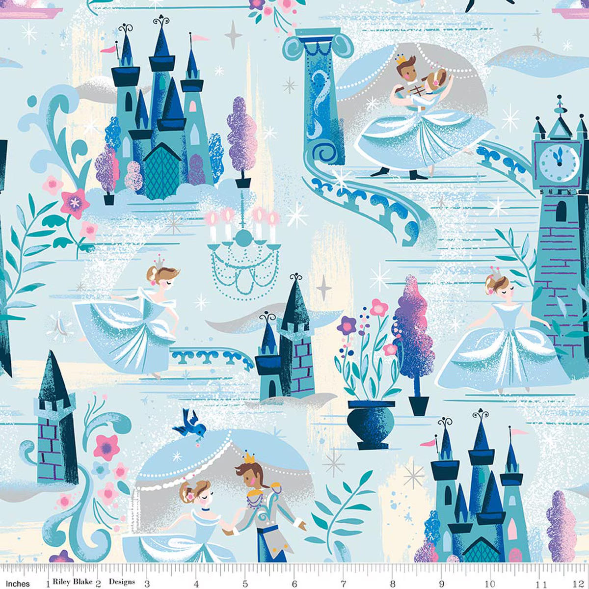 The Ball Powder Sparkle quilting fabric, part of the Wishes fabric collection by Jill Howarth (SKU: SC18070-POWDER)