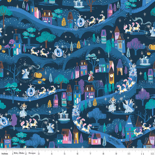 Moonlight Blueberry Sparkle quilting fabric, part of the Wishes fabric collection by Jill Howarth (SKU: SC18072-BLUEBERRY)