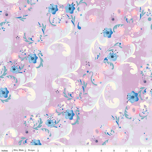 Cindy's Flowers Vanity Sparkle quilting fabric, part of the Wishes fabric collection by Jill Howarth (SKU: SC18074-VANITY)