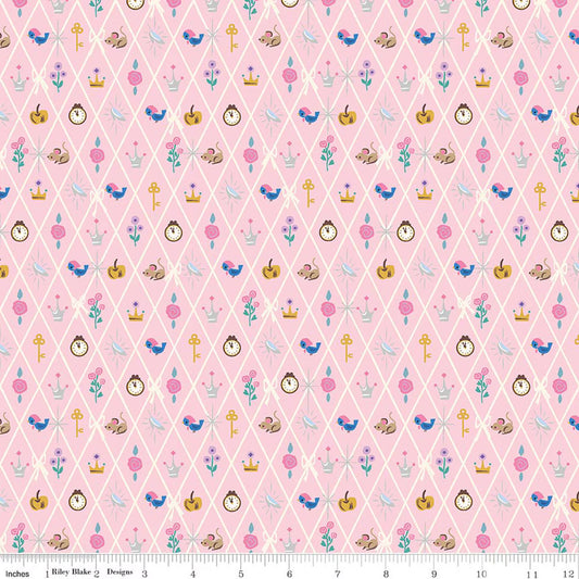 Diamond Petal Pink Sparkle quilting fabric, part of the Wishes fabric collection by Jill Howarth (SKU: SC18075-PETALPINK)
