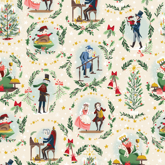Carol - Keep Christmas Well in Ivory Sparkle - Jill Howarth - SC19050-IVORY - Half Yard (Preorder)