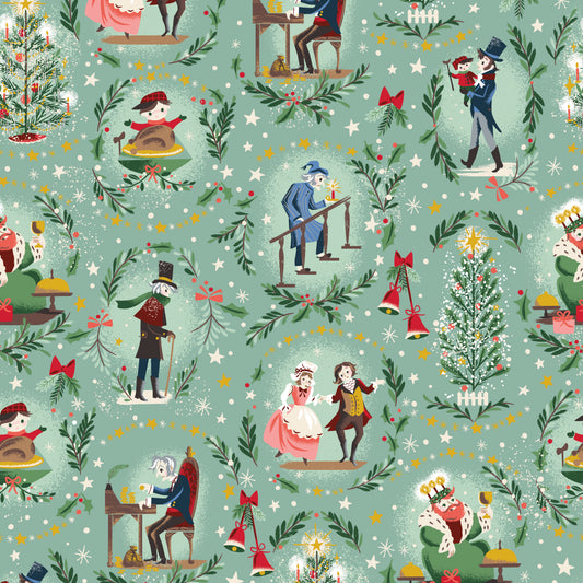 Carol - Keep Christmas Well in Pistachio Sparkle - Jill Howarth - SC19050-PISTACHIO - Half Yard (Preorder)