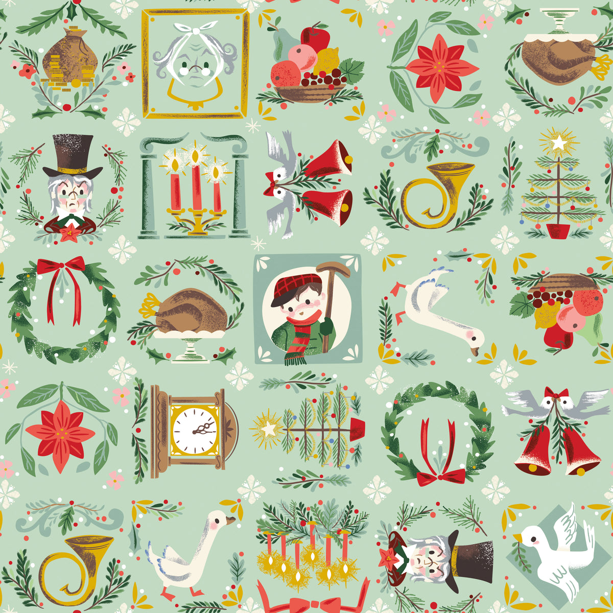 Carol - Bless Us in Mint Sparkle - Jill Howarth - SC19051-MINT - Half Yard (Preorder)