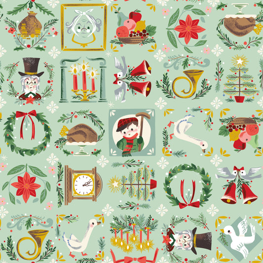 Carol - Bless Us in Mint Sparkle - Jill Howarth - SC19051-MINT - Half Yard (Preorder)