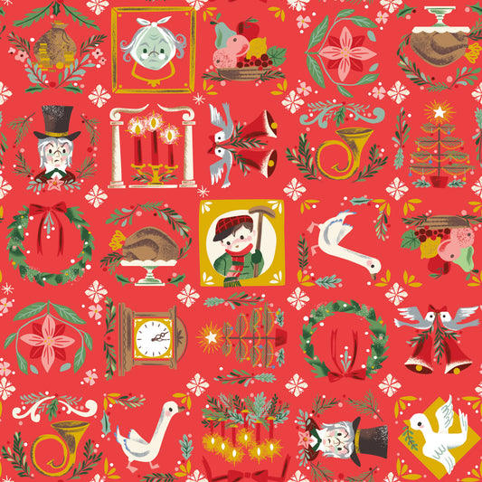 Carol - Bless Us in Red Sparkle - Jill Howarth - SC19051-RED - Half Yard (Preorder)