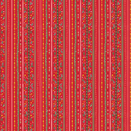 Carol - Winterberry Stripes in Red Sparkle - Jill Howarth - SC19055-RED - Half Yard (Preorder)