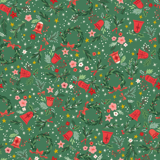 Carol - Berries and Boughs in Cactus Sparkle - Jill Howarth - SC19056-CACTUS - Half Yard (Preorder)