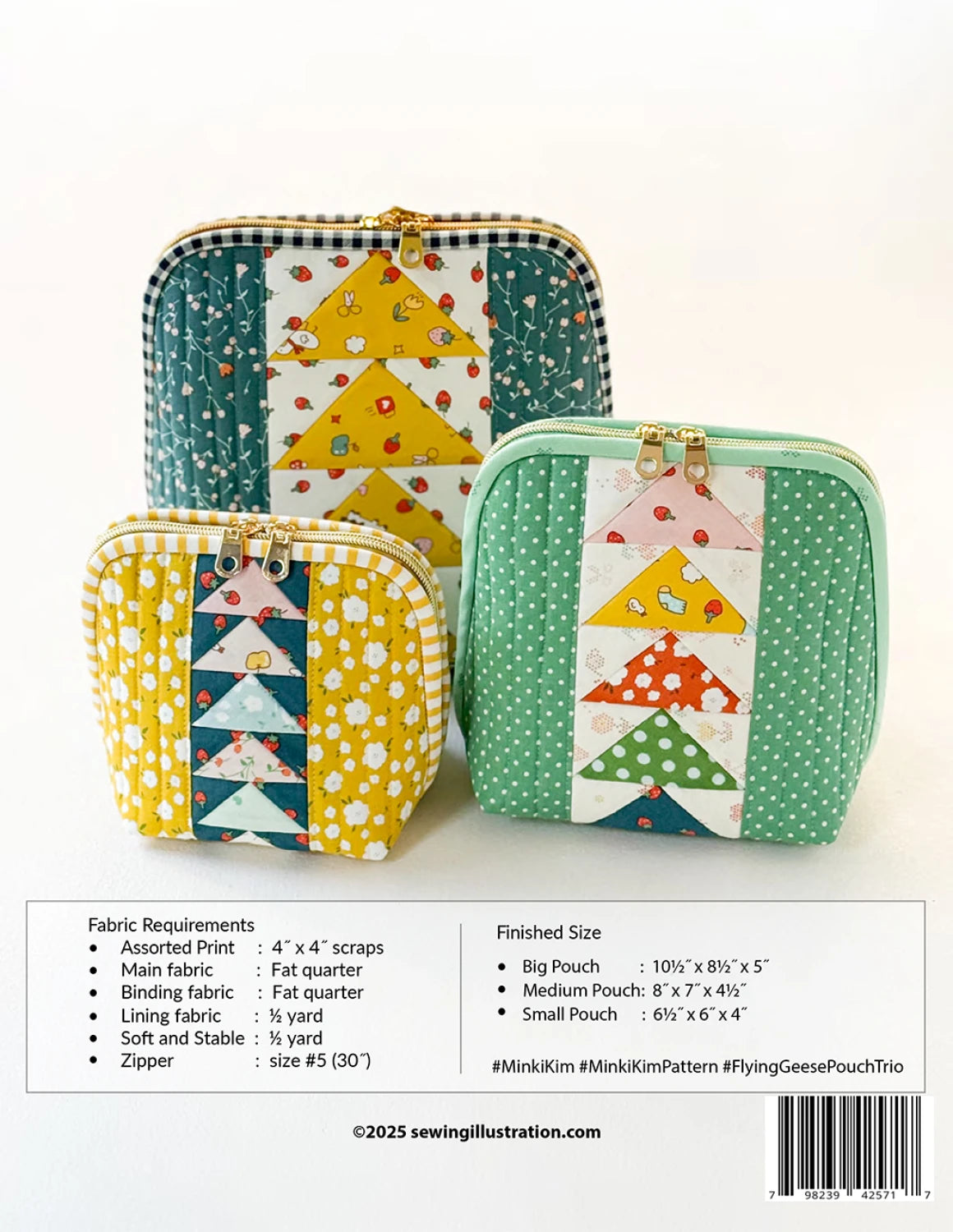 Flying Geese Pouch Trio Pattern by Minki Kim