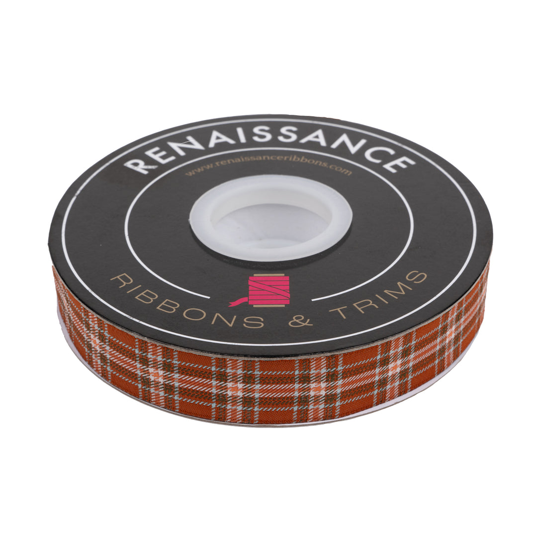 Renaissance Ribbons - Plaid Perfection in Rust - 7/8" Width - The Great Outdoors by Stacy Iest Hsu - One Yard