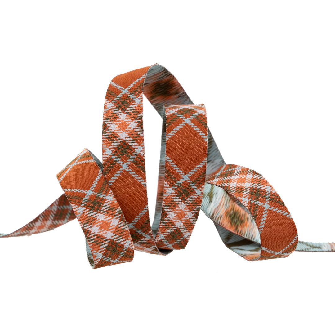PREORDER - Renaissance Ribbons - Plaid Diagonal in RUST - 5/8" Width - The Great Outdoors by Stacy Iest Hsu - One Yard