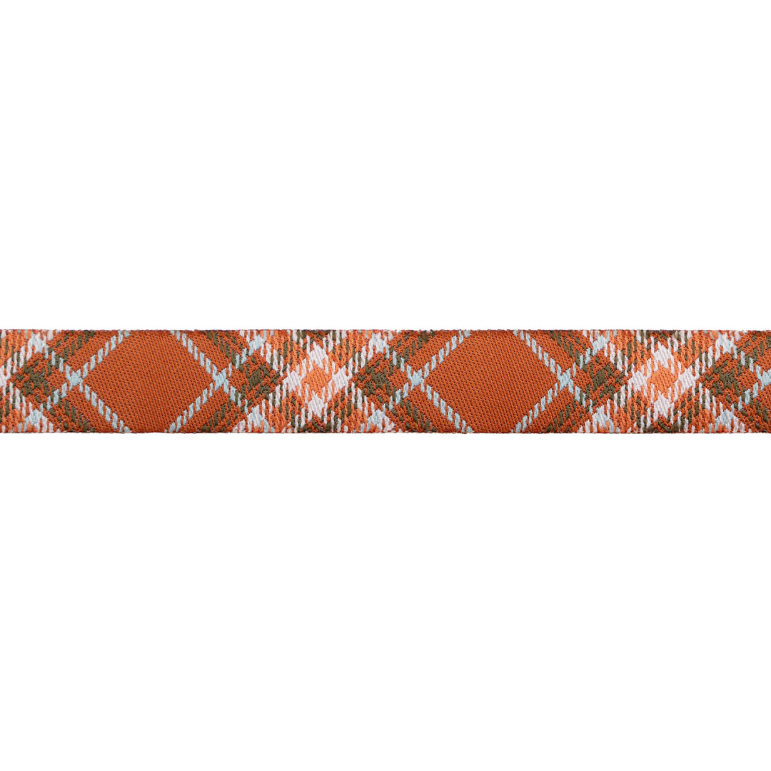 Renaissance Ribbons - Plaid Diagonal in Rust - 5/8" Width - The Great Outdoors by Stacy Iest Hsu - One Yard