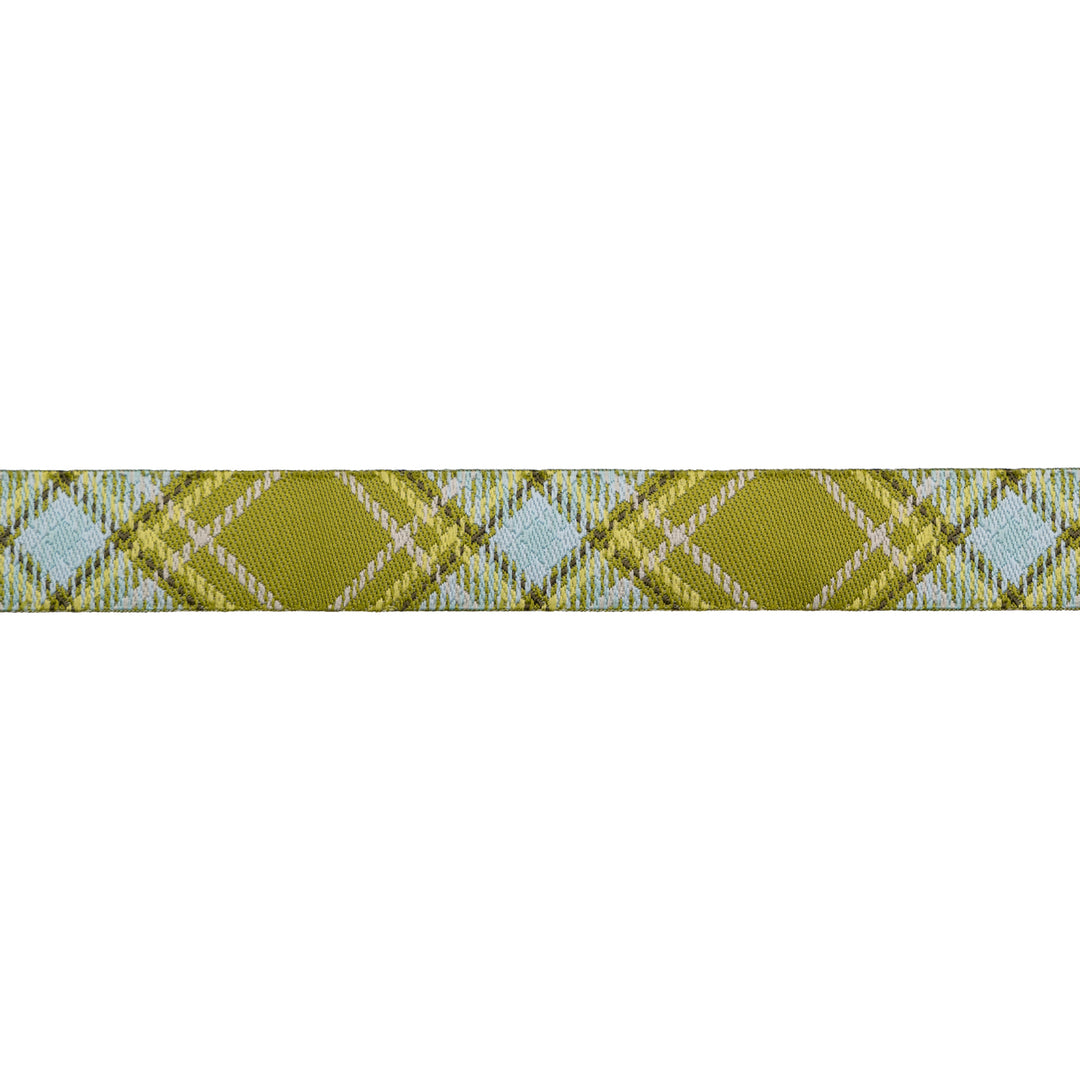 Renaissance Ribbons - Plaid Diagonal in Fern - 5/8" Width - The Great Outdoors by Stacy Iest Hsu - One Yard