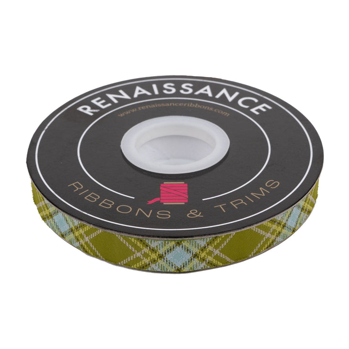 Renaissance Ribbons - Plaid Diagonal in Fern - 5/8