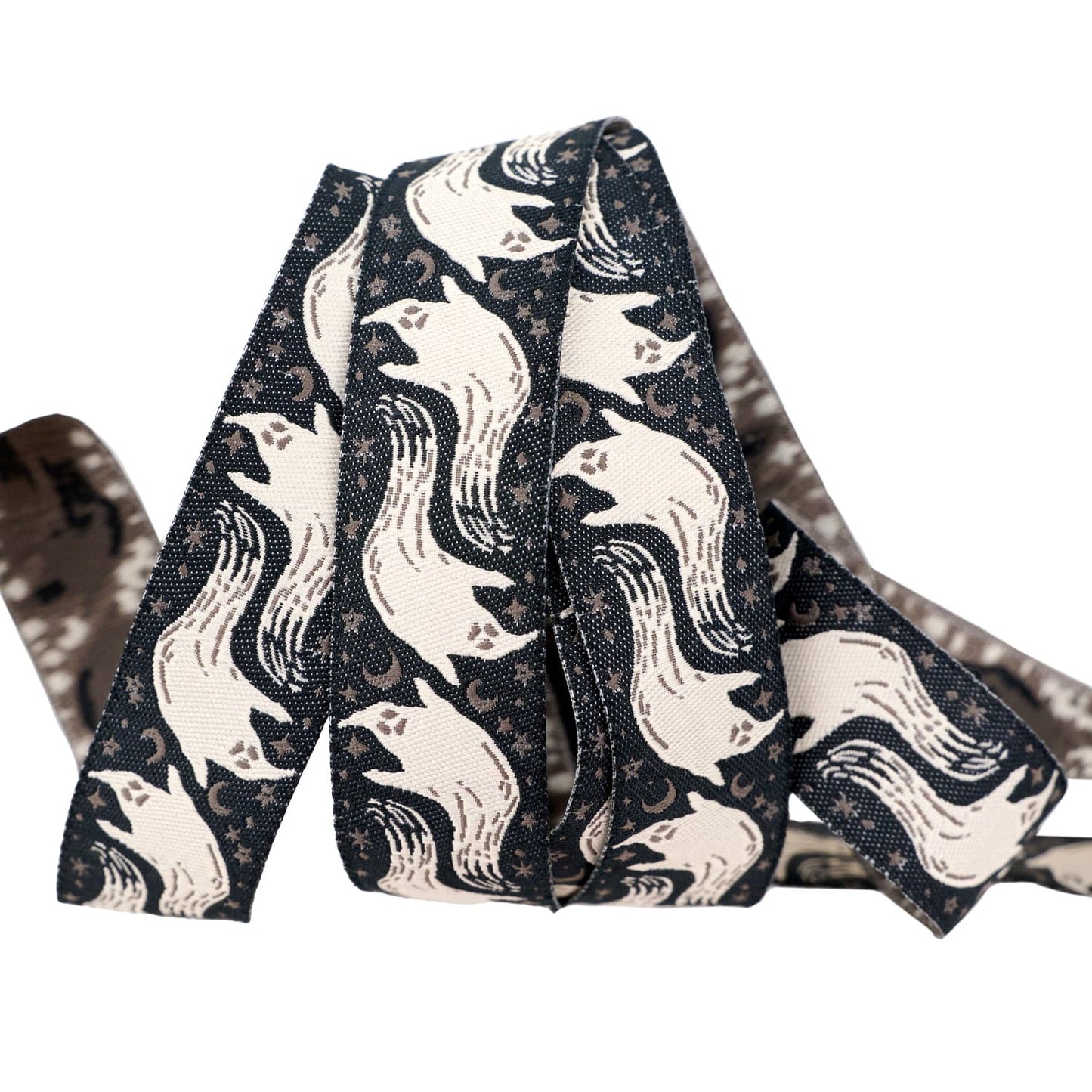 Home Sweet Haunt - Boo in Charcoal - 7/8" width - by Stacy Iest Hsu - One Yard