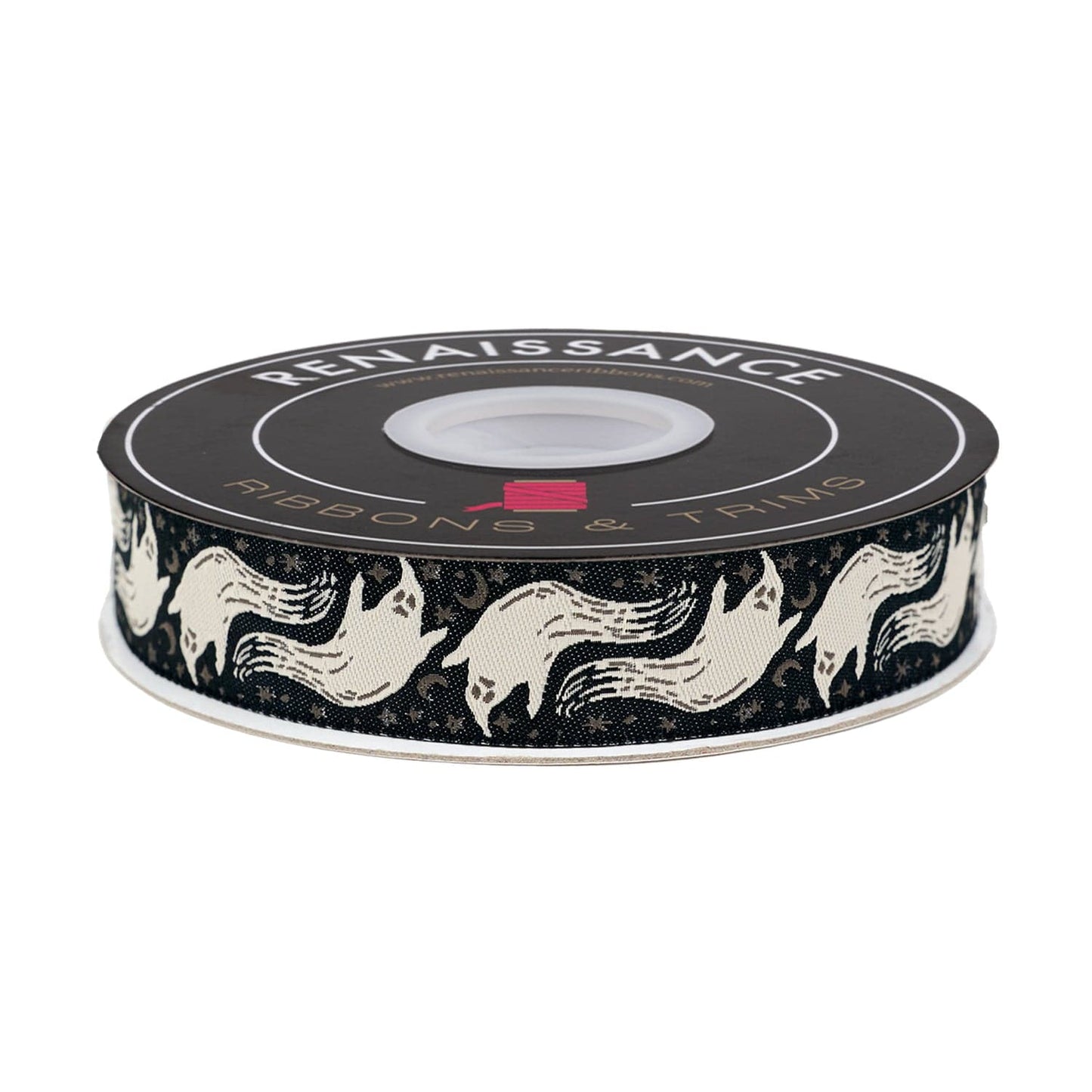 Home Sweet Haunt - Boo in Charcoal - 7/8" width - by Stacy Iest Hsu - One Yard