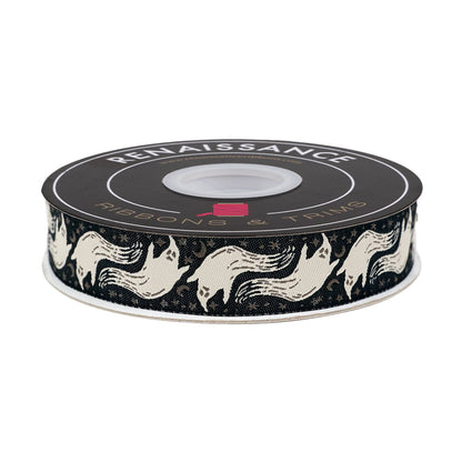 Home Sweet Haunt - Boo in Charcoal - 7/8" width - by Stacy Iest Hsu - One Yard