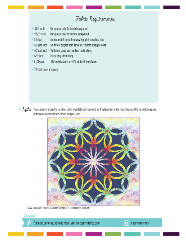 Kaleidoscope - Stacey in Stitches - Paper Pattern - Quilt Pattern