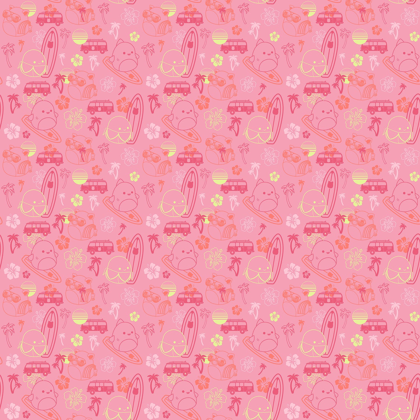 Tonal Beach in Coral quilting fabric, part of the Summer Glow fabric collection by Squishmallows (SKU: SQ1070-23)