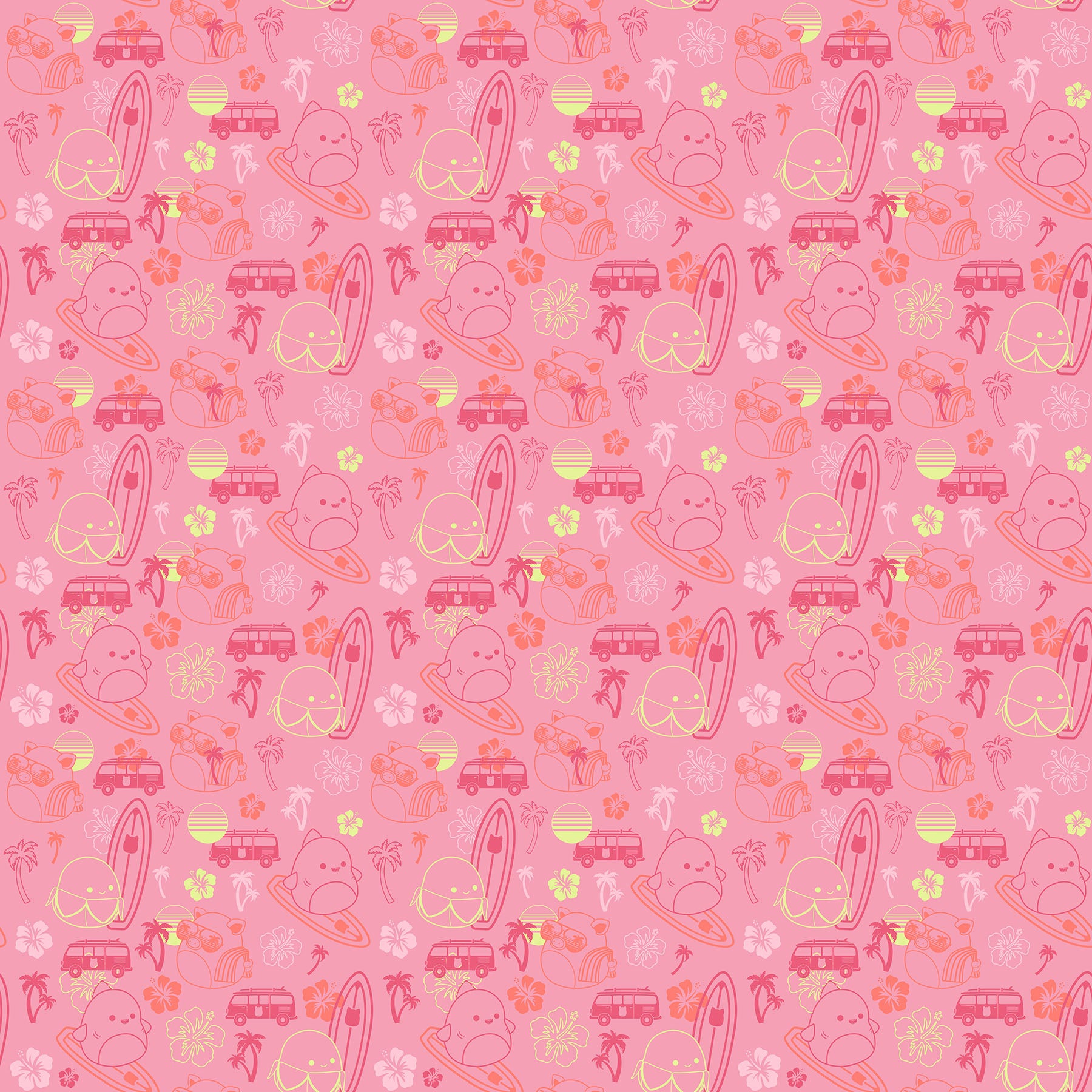 Tonal Beach in Coral quilting fabric, part of the Summer Glow fabric collection by Squishmallows (SKU: SQ1070-23)
