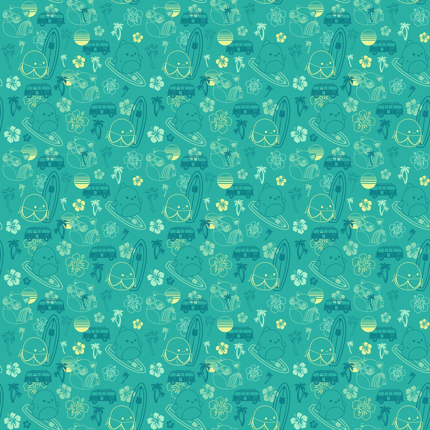 Tonal Beach in Teal quilting fabric, part of the Summer Glow fabric collection by Squishmallows (SKU: SQ1070-65)