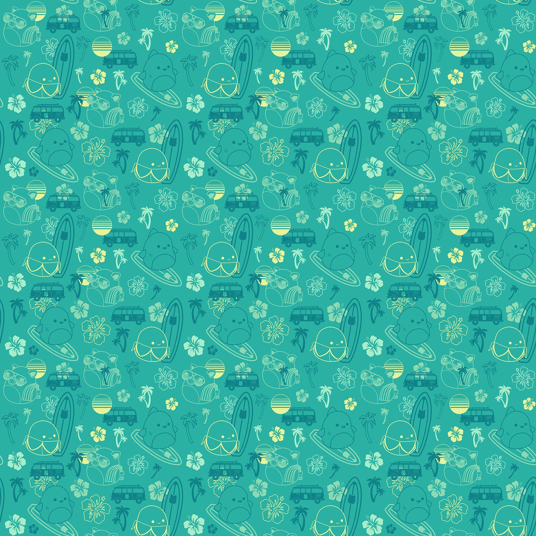 Tonal Beach in Teal quilting fabric, part of the Summer Glow fabric collection by Squishmallows (SKU: SQ1070-65)