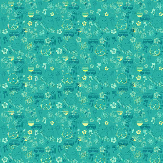 Tonal Beach in Teal quilting fabric, part of the Summer Glow fabric collection by Squishmallows (SKU: SQ1070-65)