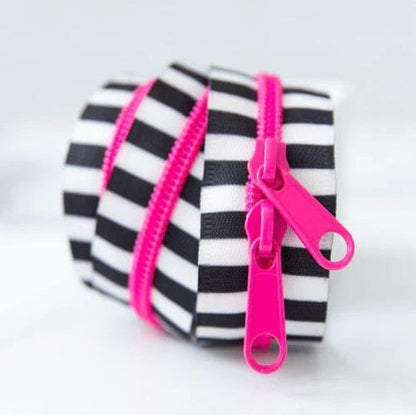 Stitch Supply Co - Black and White 30" Zipper - Pink - SSCZ01