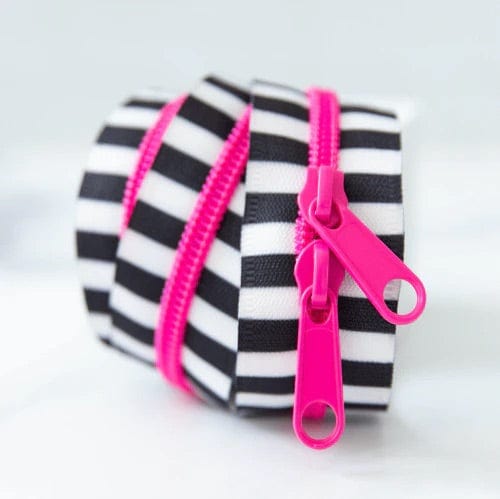 Stitch Supply Co - Black and White 30" Zipper - Pink - SSCZ01