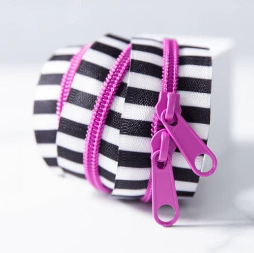 Stitch Supply Co - Black and White 30" Zipper - Petunia - SSCZ02