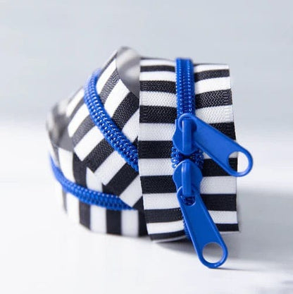Stitch Supply Co - Black and White 30" Zipper - Blue - SSCZ03