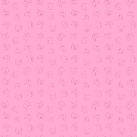 Cotton quilting fabric pattern called 'Emoti Cats in Peony'. Part of the 'Lazy Sunday' fabric collection. Designed by Pammie Jane Collection for fabric company Dear Stella. SKU: ST-DPJ2898PEONY. 44-45 inch width.