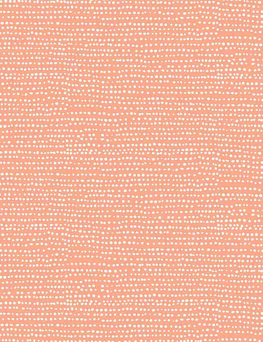 Cotton quilting fabric pattern called 'Moonscape in Coral'. Part of the 'Boo!' fabric collection. Designed by Dear Stella Fabrics for fabric company Dear Stella Fabrics. SKU: ST-1150CORA. 44-45 inch width.