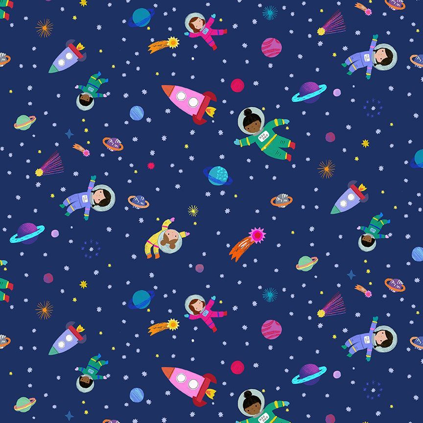 To The Moon - A Space Odyssey in Midnight - ST-D2861MIDNIGHT - Half Yard