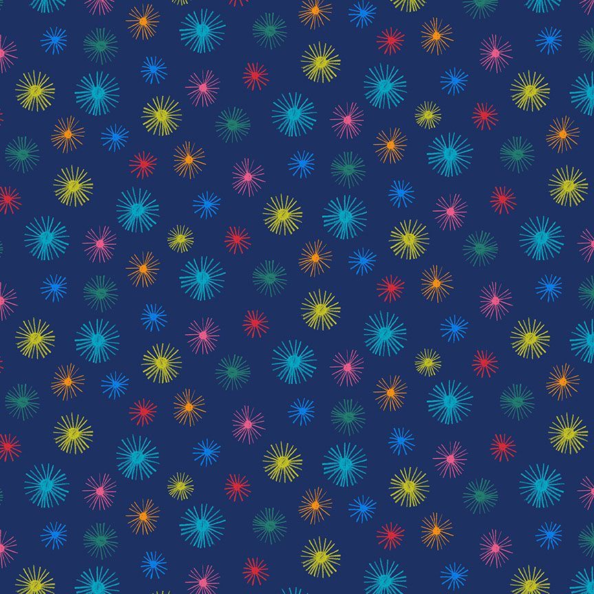 To The Moon - Star Burst in Midnight - Dear Stella - ST-D2863MIDNIGHT - Half Yard