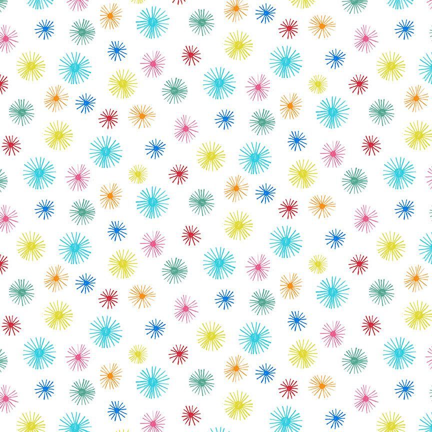 To The Moon - Star Burst in White - Dear Stella - ST-D2863WHITE - Half Yard