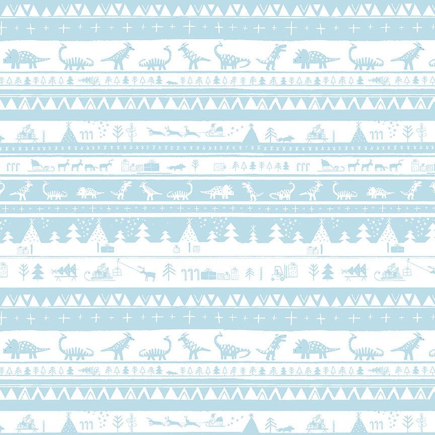 A closeup shot of the quilting fabric pattern called Dino Fair Isle, designed by Dear Stella, in the ice colorway. The SKU is STELLA-D3200 ICE.
