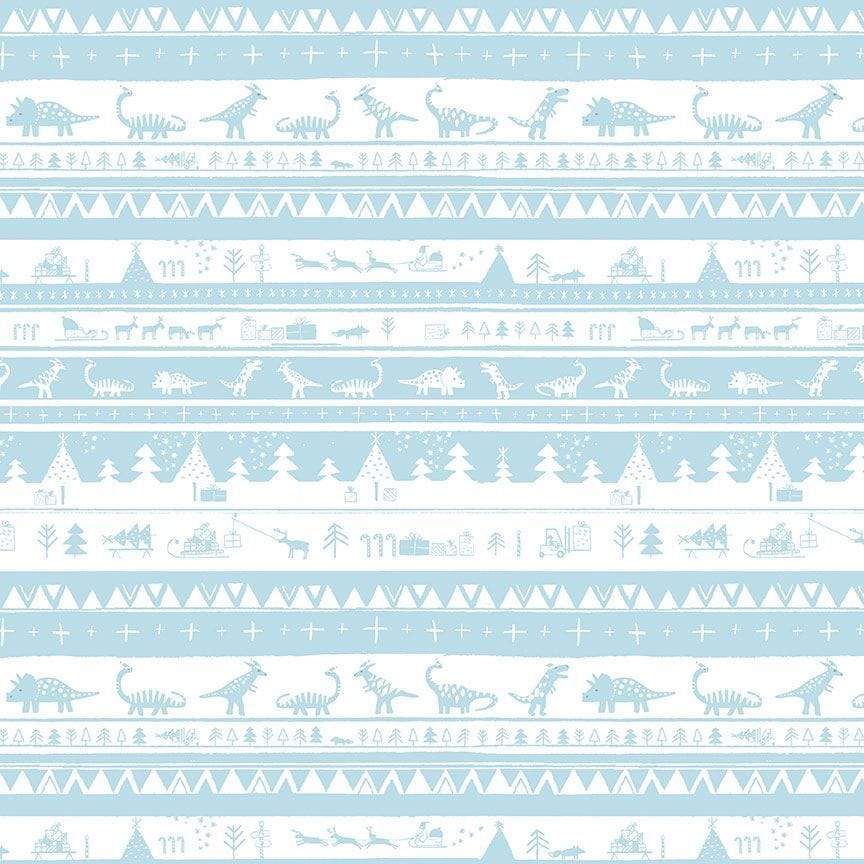 A closeup shot of the quilting fabric pattern called Dino Fair Isle, designed by Dear Stella, in the ice colorway. The SKU is STELLA-D3200 ICE.